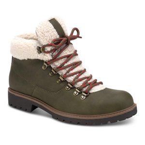 Sun Stone Glenn Winter Boots Mens 11.5M Olive Faux Fur Trimmed Lace Up Shoes NWB Sun Stone Glenn Winter Boots Mens 11.5M Olive Faux Fur  main image 4